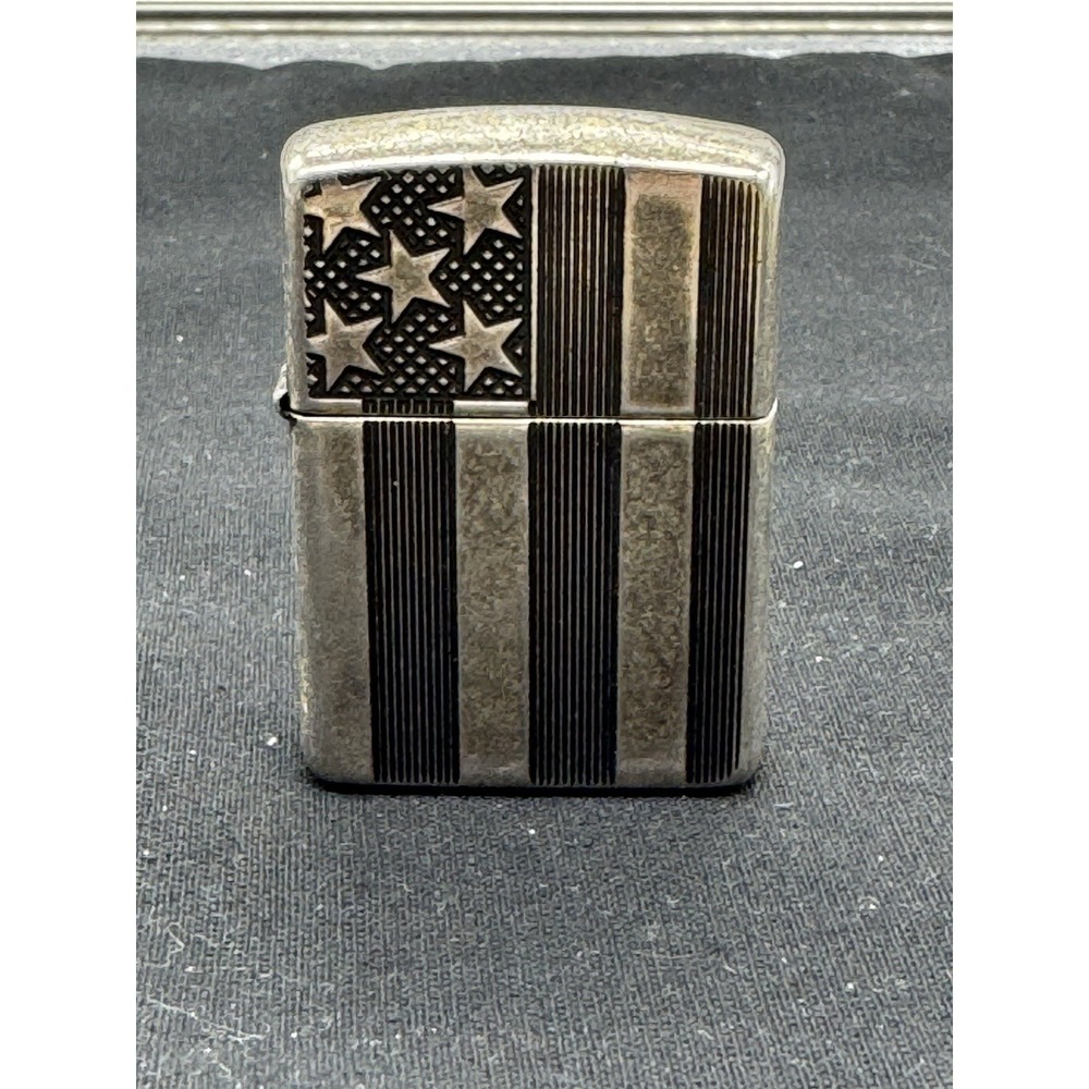 Zippo Armor Lighter Case 2016 'Antique Silver Plate' Deep Carve Debut US Flag